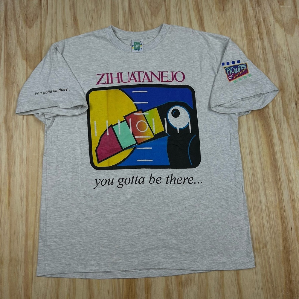 Vtg Peter Mussfeldt Zihuatanejo‎ Mexico Parrot T-shirt XL Single Stitch Gray